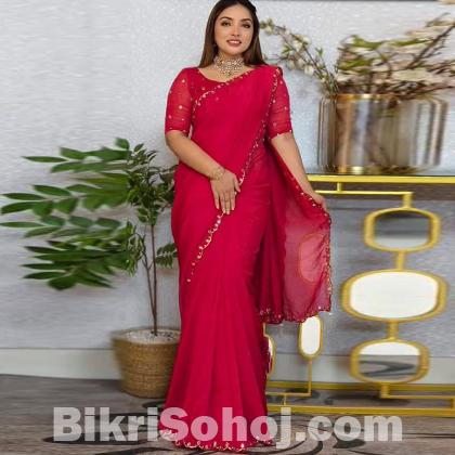 Semi Moslin Sharee with Blouse Piece